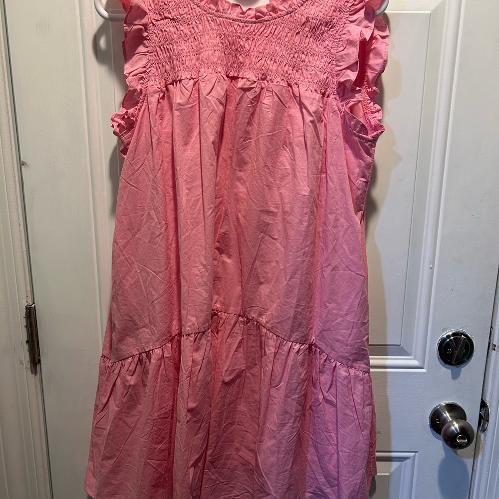 &MERCI Pink Smocked Ruffle Women’s Dress